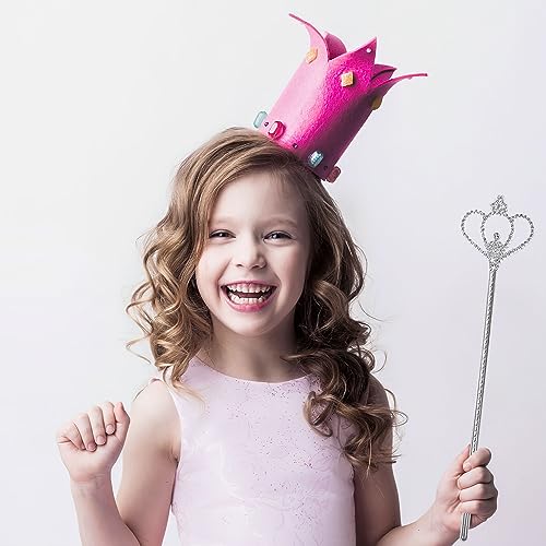 Liatunou 2 Pack Silver Star Wands, Crown Wands, Princess Fairy Wands,Magical Sticks for Girls Birthday, Party, Halloween - Image 2