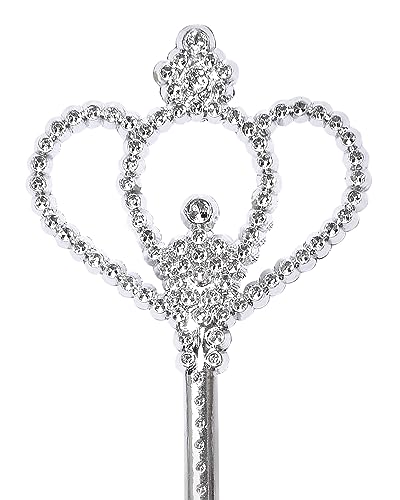 Liatunou 2 Pack Silver Star Wands, Crown Wands, Princess Fairy Wands,Magical Sticks for Girls Birthday, Party, Halloween - Image 5