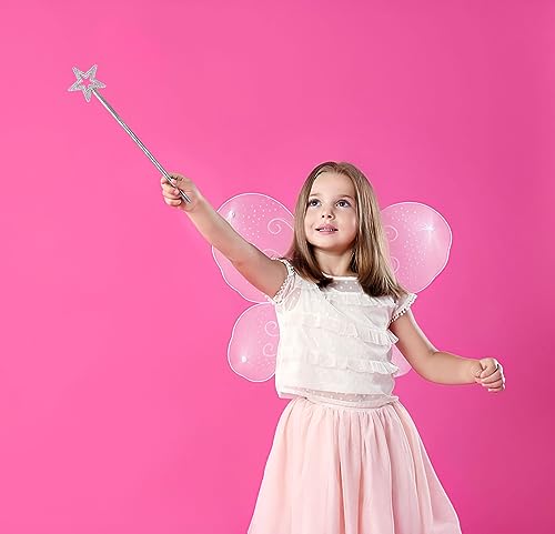 Liatunou 2 Pack Silver Star Wands, Crown Wands, Princess Fairy Wands,Magical Sticks for Girls Birthday, Party, Halloween - Image 3