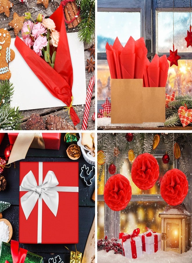 Morcheiong 60 Sheets Red Tissue Paper Art Gift Wrapping Tissue Paper Bulk Gift Wrapping for DIY Art Craft Floral Birthday Christmas Valentine's Day Wedding Party Festival(20 x 14.5 inches /50 x 37cm) - Image 4