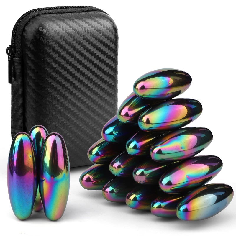 Rattle Fidget Magnets Snake Eggs for Adults Hand Roller Magnetic Oval Toy for Men Compatible with Ferrite Putty Office Desk Decor Gift for Teachers Researchers 18PCS