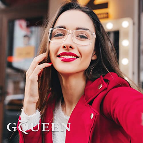 GQUEEN Fake Clear Lens Glasses Non Prescription Glasses Eyeglasses Rectangular Transparent Frame - Image 2