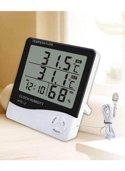 Rexmon - Rexmon LCD Digital Temperature Big Display Humidity Meter with Clock Calendar - Image 1