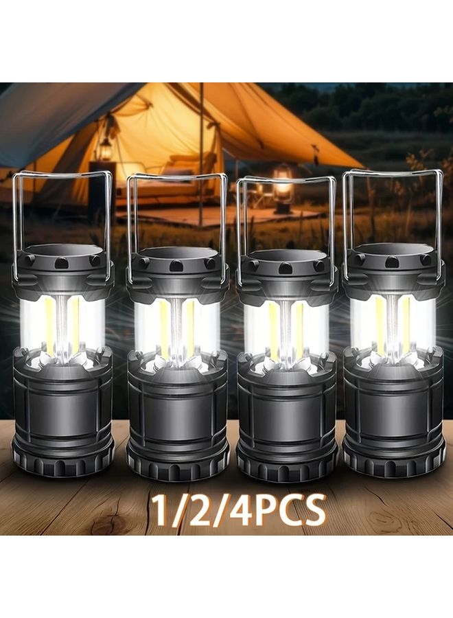 Vintage LED Camping Lantern 2pcs Portable Folding Handle Light Battery Powered - Image 2