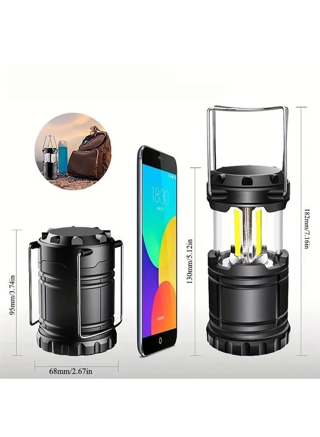 Vintage LED Camping Lantern 2pcs Portable Folding Handle Light Battery Powered - Image 5