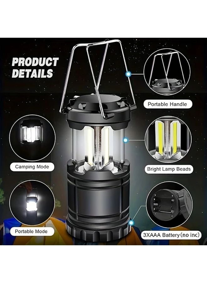 Vintage LED Camping Lantern 2pcs Portable Folding Handle Light Battery Powered - Image 3