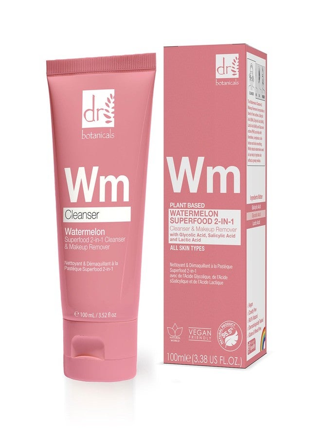 Dr Botanicals Watermelon Cleanser & Makeup Remover 100ml | Targets Blemishes and Skin Texture - Infused with Watermelon Seed Oil, Salicylic Acid, Glycolic Acid, Lactic Acid, and Gluconolactone - Image 1