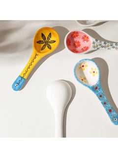 KASTWAVE 5 Pcs Flower Themed Spoons with Short Handle, 5.5 Inch Small Ceramic Spoons for Dessert/Sauce/Soup, Cute Serving Spoon Set, Colorful  - Image 5
