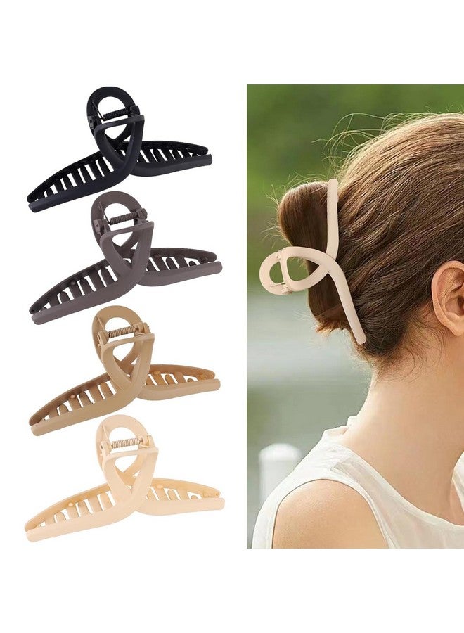 Bakefy-4 pcs Large Claw Clips Hair Clips for Women Thick Hair, Styles Matte Non-slip Hair Clips,Strong Hold Jaw Clip Neutral and Black - Image 1