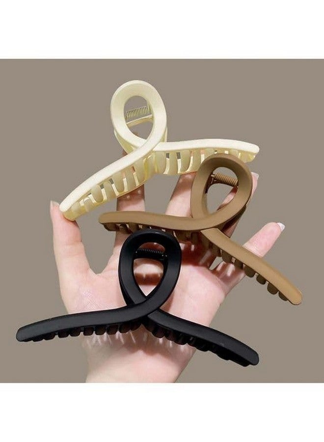 Bakefy-4 pcs Large Claw Clips Hair Clips for Women Thick Hair, Styles Matte Non-slip Hair Clips,Strong Hold Jaw Clip Neutral and Black - Image 2