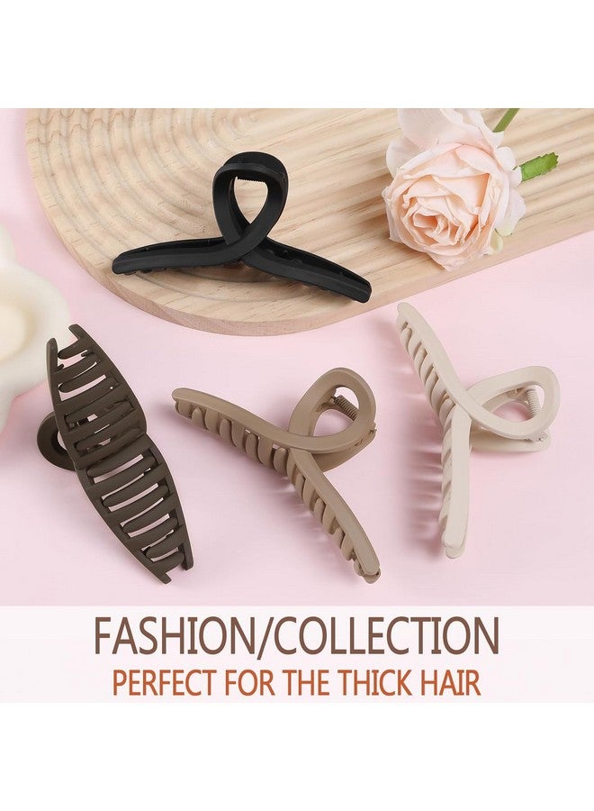 Bakefy-4 pcs Large Claw Clips Hair Clips for Women Thick Hair, Styles Matte Non-slip Hair Clips,Strong Hold Jaw Clip Neutral and Black - Image 5