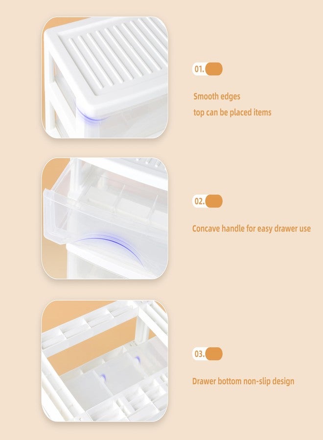 Gonice White Desk 4 Drawer Organizer, Plastic Small Drawer Storage, Desk Storage for Office and Home - Image 2