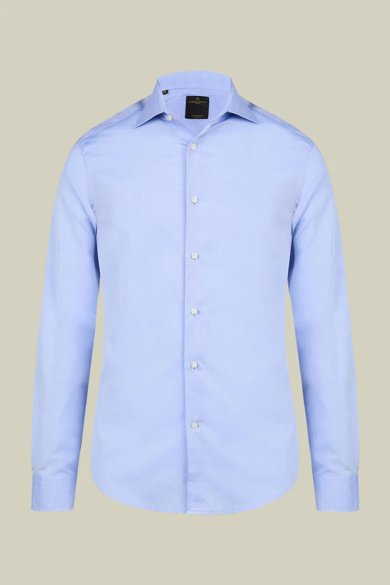 Doppelganger Blue Men's 100% Cotton French collar classic shirt twill construction - DK Sky for Men | Best Price UAE