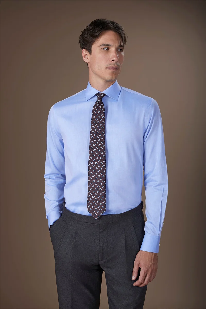 Men's 100% Cotton French collar classic shirt twill construction - Dk Sky
