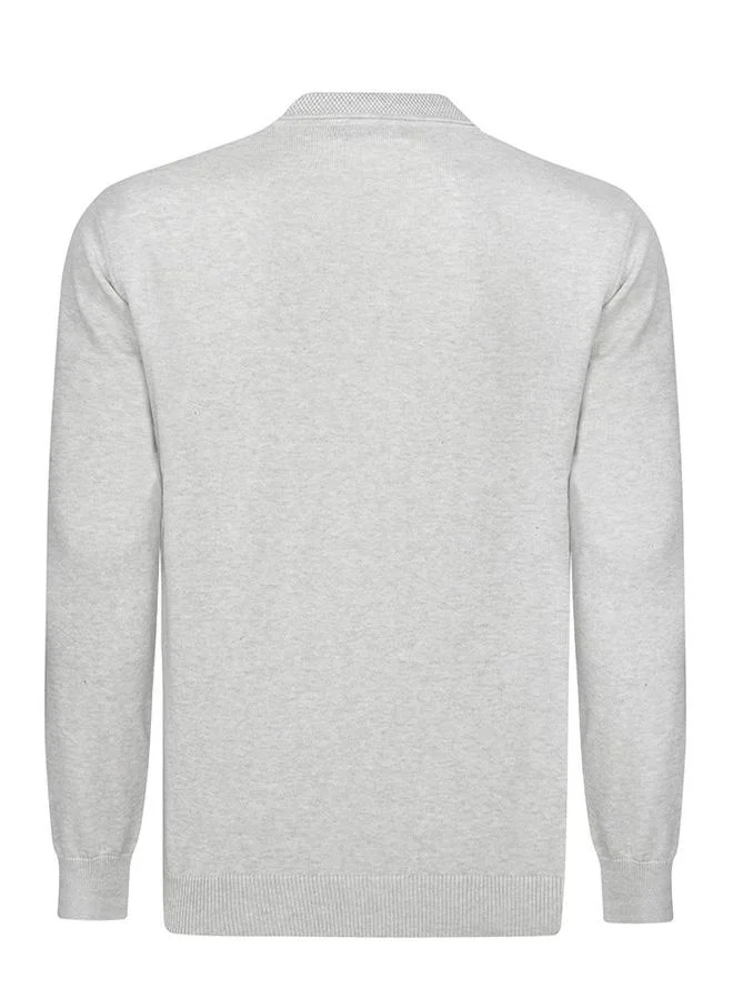 FELIX HARDY Grey Pullover with Polo Collar - Buttonless for Men | Best Price UAE