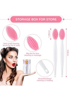 Patelai 24 Pcs Silicone Exfoliating Lip Brush With Container Double Sided Silicone Lip Scrubber Soft Cleaning Lip Brush Face Cleaning Applicator For Plump Smoother And Fuller Lip Appearance (Mixed Colors)  - Image 4