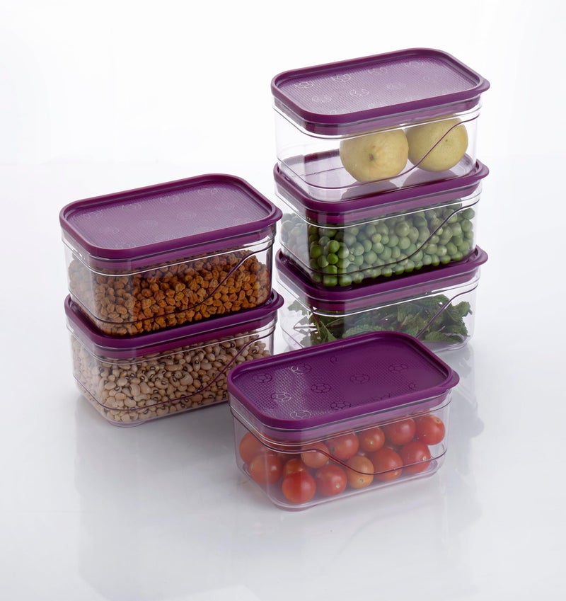 Xiran Airtight Fridge Storage Boxes, Kitchen Containers with Lid Fridge Storage Containers, Kitchen Accessories Items, Plastic Kitchen Organizer Storage Set for Vegetables, Fruits(800ML, Pack of 6) - Image 5