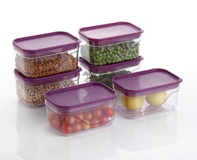 Xiran Airtight Fridge Storage Boxes, Kitchen Containers with Lid Fridge Storage Containers, Kitchen Accessories Items, Plastic Kitchen Organizer Storage Set for Vegetables, Fruits(800ML, Pack of 6) - Image 3
