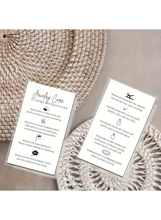50 Pcs Jewelry Care Instruction Cards White And Black Design For Customer Guidance - Image 5