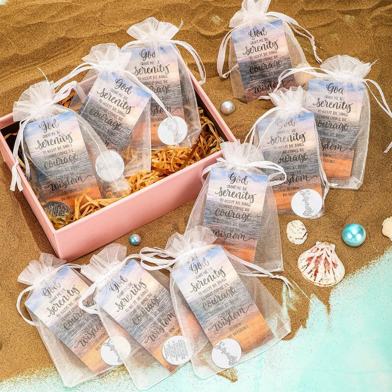 Sureio Sureio 10 Christian Party Favors Serenity Prayer Cards Serenity Pocket Token Inspirational Courage Poem Cards with Bag Mean Health Luck Healing for Mother Day Church Family Friends  - Image 5