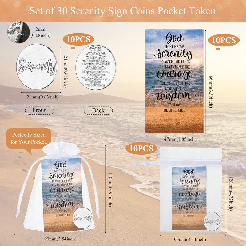Sureio Sureio 10 Christian Party Favors Serenity Prayer Cards Serenity Pocket Token Inspirational Courage Poem Cards with Bag Mean Health Luck Healing for Mother Day Church Family Friends  - Image 2