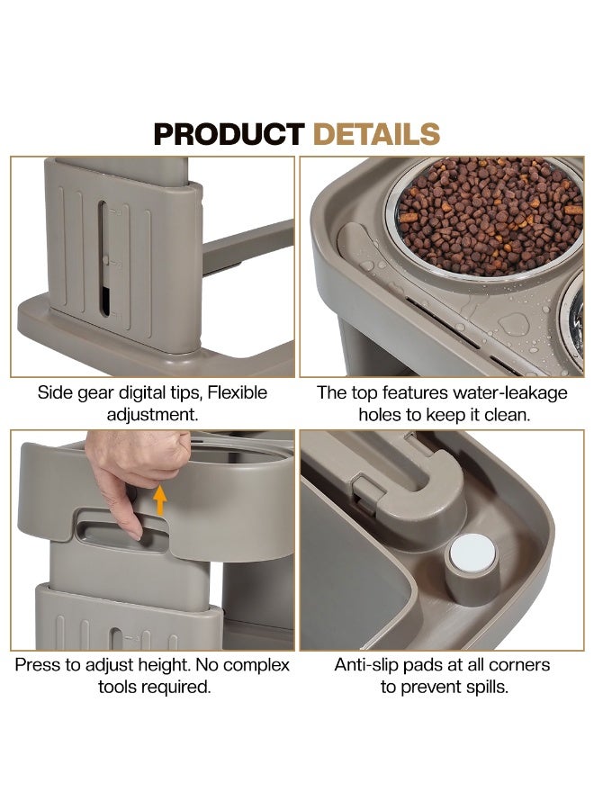 NNC PETS Elevated dog bowls, 4 Adjustable height dog raised bowls with 2 Stainless steel bowls, Durable PP material, and Non-slip base, Suitable for Indoor dogs, Easy to clean, 43 cm - Image 3