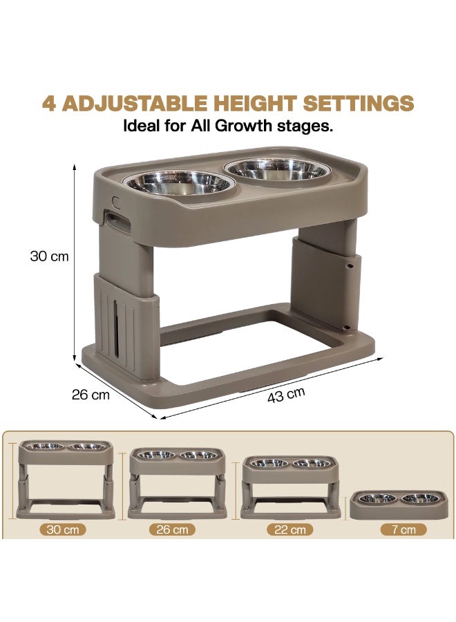NNC PETS Elevated dog bowls, 4 Adjustable height dog raised bowls with 2 Stainless steel bowls, Durable PP material, and Non-slip base, Suitable for Indoor dogs, Easy to clean, 43 cm - Image 2