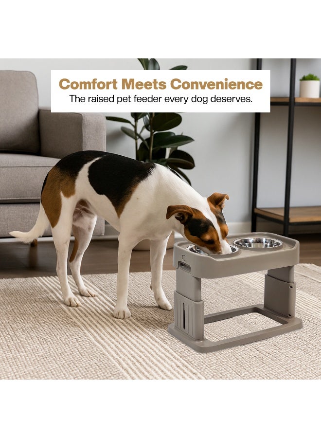 NNC PETS Elevated dog bowls, 4 Adjustable height dog raised bowls with 2 Stainless steel bowls, Durable PP material, and Non-slip base, Suitable for Indoor dogs, Easy to clean, 43 cm - Image 5