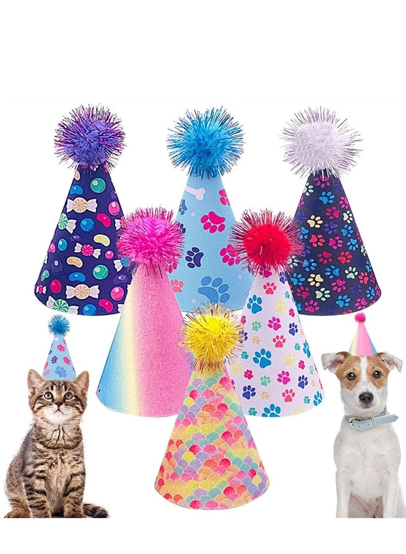 واي آند دي Dog Birthday Hat 6 Pack Party Hats Decorations Supplies for Small Medium Boy Girl Doggie Puppies Cat Kitten Accessories - Image 1