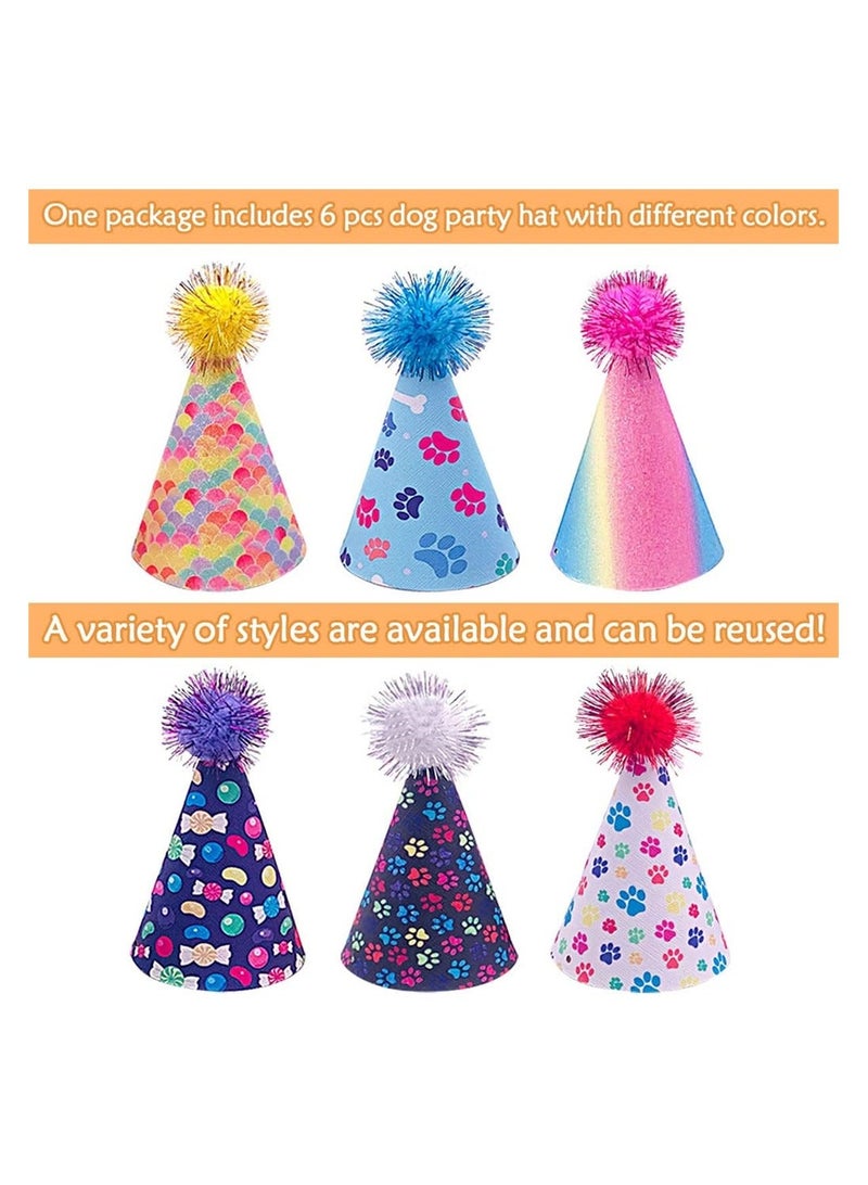 واي آند دي Dog Birthday Hat 6 Pack Party Hats Decorations Supplies for Small Medium Boy Girl Doggie Puppies Cat Kitten Accessories - Image 4