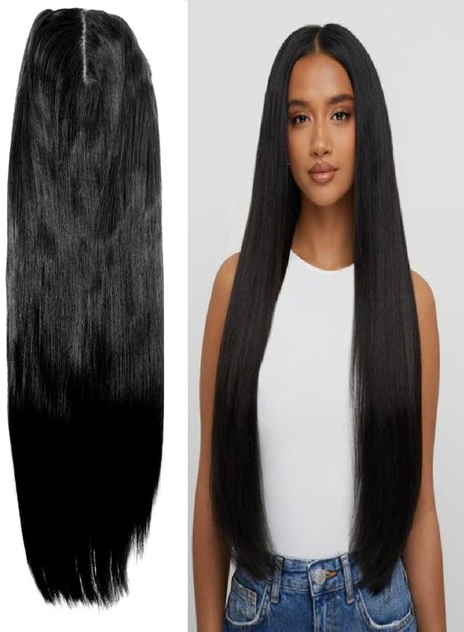 AASA Hair Toppers for Women and Girls Silky Hair Clip In Volumizer for Regular Use Black 19Inches - Image 1