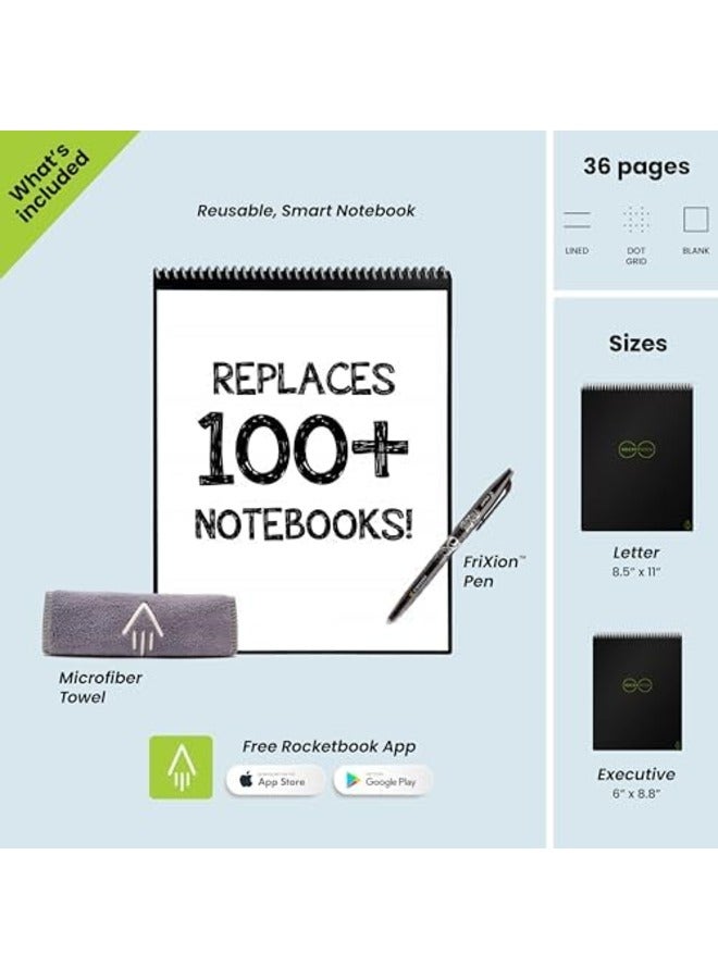 Rocketbook Flip Smart Reusable Notebook, Letter Size, Includes Pilot Frixion Pen & Microfiber Cloth, Digital Note-Taking Notebook for Students, Meetings & Productivity - Image 5
