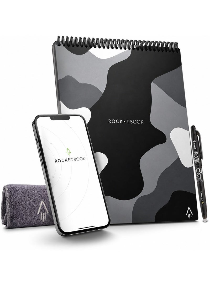 Rocketbook Flip Smart Reusable Notebook, Letter Size, Includes Pilot Frixion Pen & Microfiber Cloth, Digital Note-Taking Notebook for Students, Meetings & Productivity - Image 1