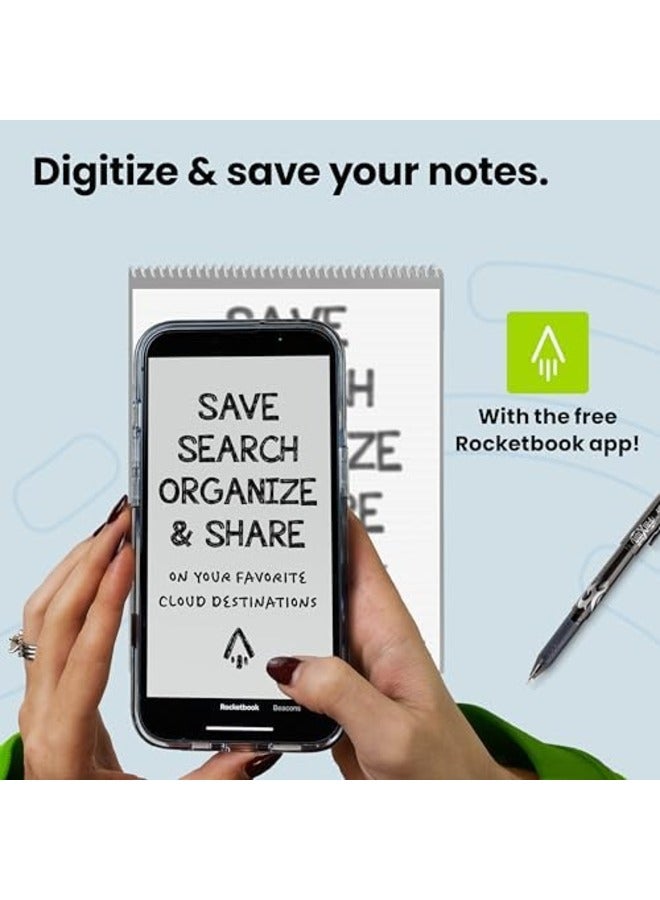Rocketbook Flip Smart Reusable Notebook, Letter Size, Includes Pilot Frixion Pen & Microfiber Cloth, Digital Note-Taking Notebook for Students, Meetings & Productivity - Image 3