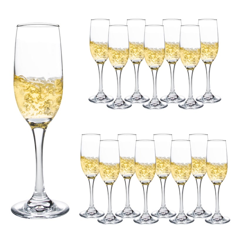 Glass Champagne Flutes Set of 16 6oz Classic Champagne Glasses Sparkling Wine Glass Champagne Flutes with Long Stem for Party Wedding and Home  Clear