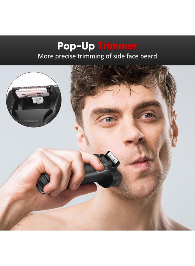 Faylor Electric Shaver for Men – 3-Blade Cordless Rechargeable Foil Shaver, IPX6 Waterproof Electric Razor for Face with Pop-Up Trimmer | Lightweight Handheld Design, Travel-Friendly (Black) - Image 5