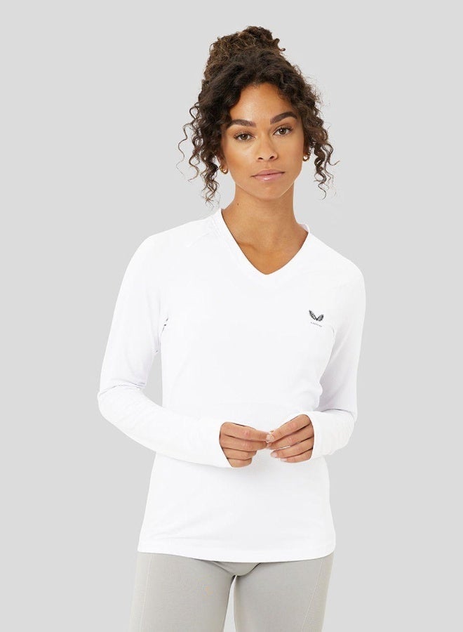كاستور تي شيرت أبيض بأكمام طويلة للنساء - Image 2
