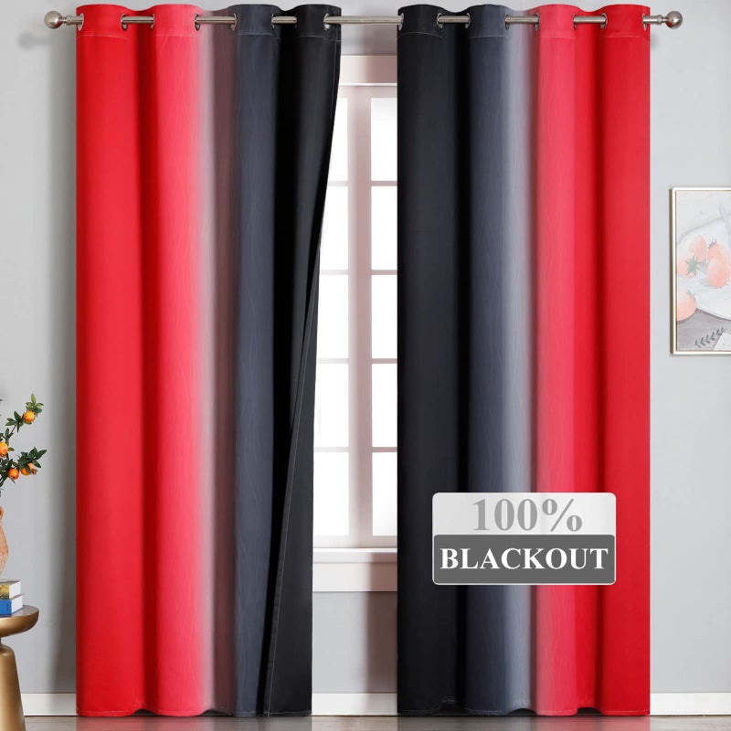 Estelar Textiler Red and Black Blackout Curtains for Bedroom  Thermal Insulated Drapes 108 Inches Long  Full Light Blocking Energy Saving Long Curtains for Living Room  52Wx108L  2 Panels - Image 2