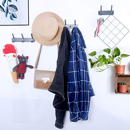 WEBI Coat Rack Wall Mounted,4 Coat Hooks for Hanging Coats,Hook Rack Rail Coat Hanger Wall Coat Rack with Hooks for Clothes,Black,2 Packs - Image 5