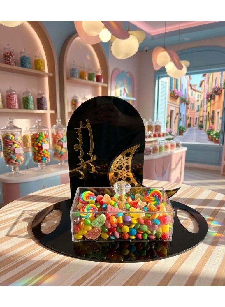 Clear acrylic serving tray, divided inside, 25 x 25 cm - Image 1