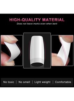 AORAEM White Nail Tips500Pcs French Tip Press On Fake Nails Half Square False Nails For Acrylic Nails  - Image 3