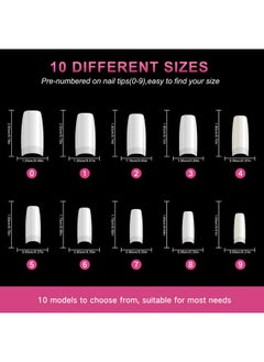 AORAEM White Nail Tips500Pcs French Tip Press On Fake Nails Half Square False Nails For Acrylic Nails  - Image 4