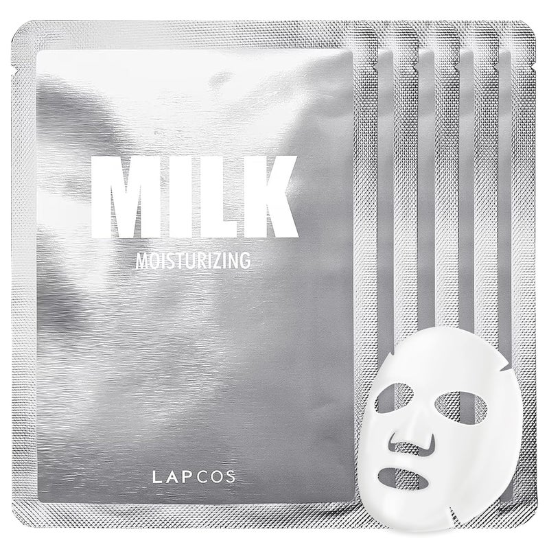 LAPCOS Milk Sheet Mask, Moisturizing Daily Face Mask to Replenish and Restore Dry Skin, Korean Beauty Favorite, 5-Pack - Image 1