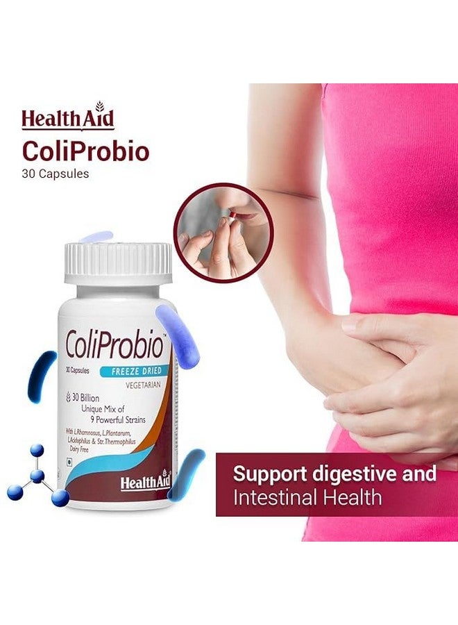 Health Aid HealthAid ColiProbio 9 Strain Probiotic Supplement for Gut Health Supports Digestion Nutrient Absorption and Immunity 60 Vegetarian Capsules - Image 3