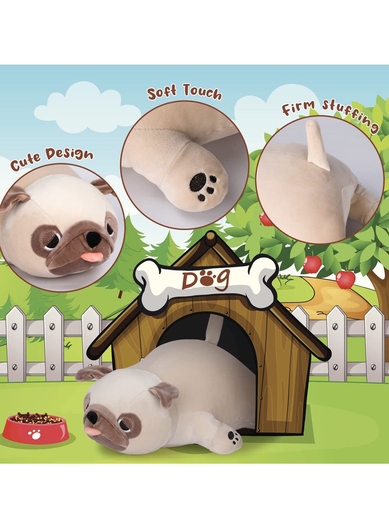 DURKU Plush Dog Cushion, 20" Stuffed Animal Throw Plushie Pillow Doll, Cute Dog Plushie Dolls Throw Pillow Birthday Gifts for Children Kids Adults (Brown) - Image 4