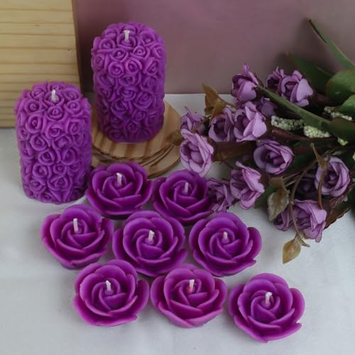 Shraddha Creation Wax Scented Candles For Home Decor, Lavender Fragrance, Pillar And Floating Candles Combo, Purple Colour, Pack Of 10, 4 X 7 Cm - Image 4
