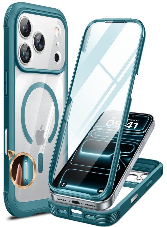 Miracase for iPhone 17 Pro Max Case 6.9" Full-Body Phone Case with Built-in Glass Screen Protector& Full Camera Protector,[Magnetic with MagSafe] Drop Proof 17 ProMax Cover, Green - Image 1