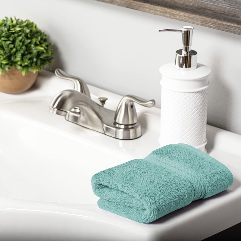 سوبيريور مناشف الوجه المصرية المتفوقة من منشفة الوجه/مجموعة مناشف من 6 مناشف فاخرة ناعمة فاخرة سميكة من الأساسيات الفخمة والوزن الثقيل ضيوف باثات سبا الأساسيات الحمام الأساسيات فيروز - Image 3