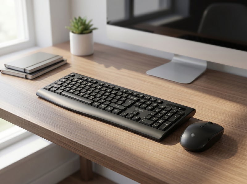Black Wireless Keyboard and Mouse Combo, Complete Input Set, Ideal for Offices, Gaming, and Home Use, Featuring a Lightweight and Ergonomic Design, Model KM101. - Image 3