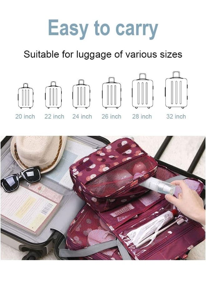 حقيبة أدوات الزينة للسفر قابلة للطي، حقائب سفر محمولة مقاومة للماء، منظم حقيبة مستحضرات التجميل للسفر متعدد الوظائف مع خطاف تعليق - Image 2